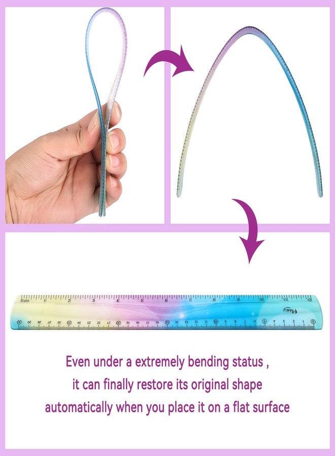 Grevosea 2-Piece 30cm/12inch Flexible Shatterproof Plastic Ruler - Colorful, Bendable, Straight Edge - Ideal for Kids & Adults, School, Home, Office - Image 3