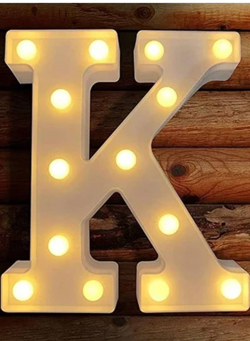 Vitacelli Alphabet LED Letter Lights Light Up Plastic Letters Standing Hanging K ( 8.46in x 7.36in x 1.77inches ) - Image 1