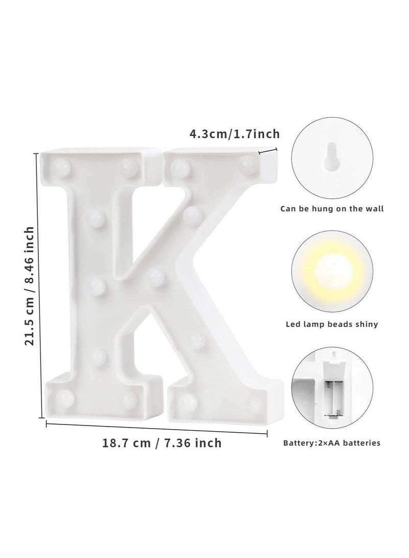 Vitacelli Alphabet LED Letter Lights Light Up Plastic Letters Standing Hanging K ( 8.46in x 7.36in x 1.77inches ) - Image 2