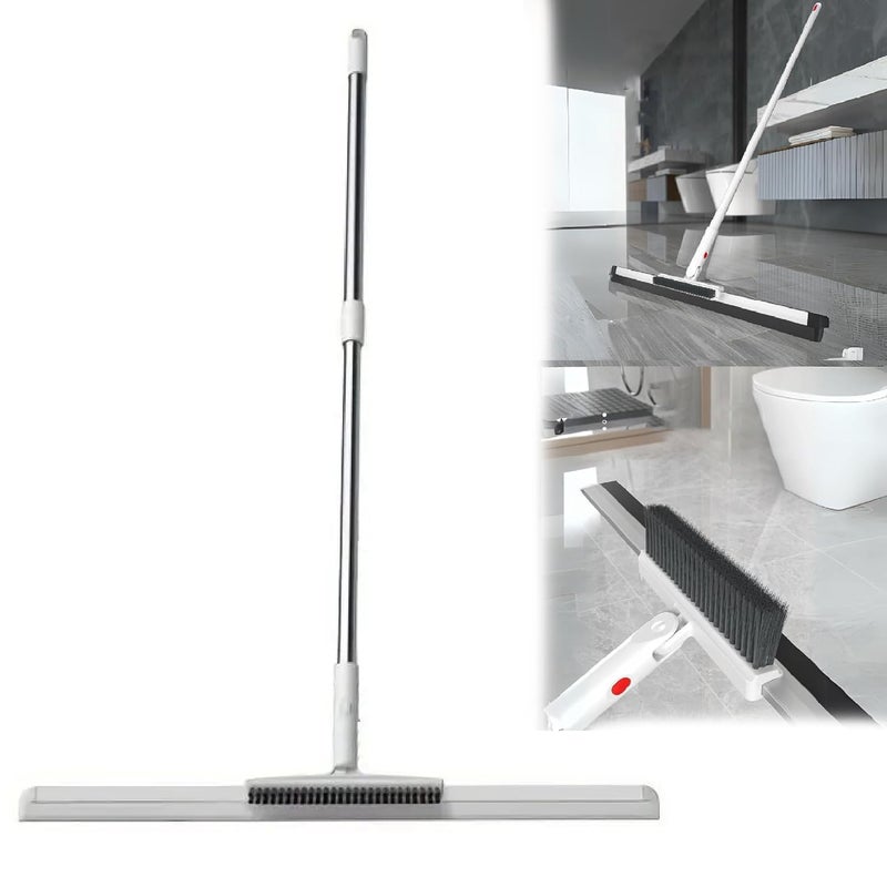 2 in 1 Floor Cleaner Mop Magic Broom For Scraping And Sweeping 180 Rotate Bathroom Floor Brush Floor Scraper with Long Handle For FloorsGlassTileWindows Kitchen To Remove WaterDust Cleaning Tool