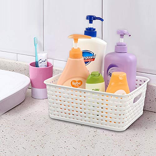 Pekky White Plastic Storage Basket, Kitchen Organizer, Set of 6 - Image 5