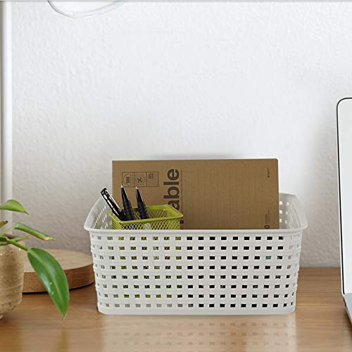 Pekky White Plastic Storage Basket, Kitchen Organizer, Set of 6 - Image 3