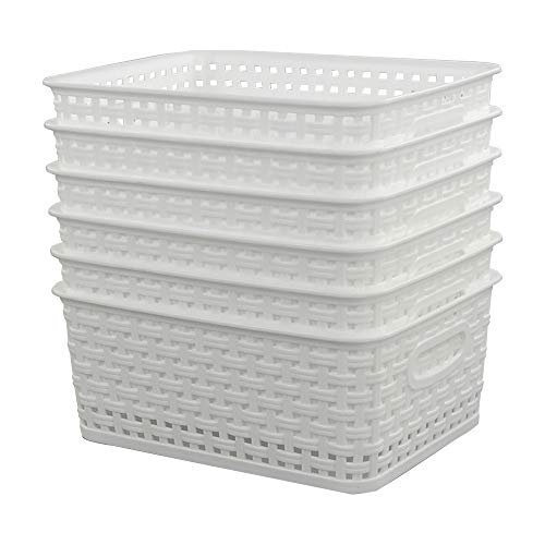 Pekky White Plastic Storage Basket, Kitchen Organizer, Set of 6 - Image 1