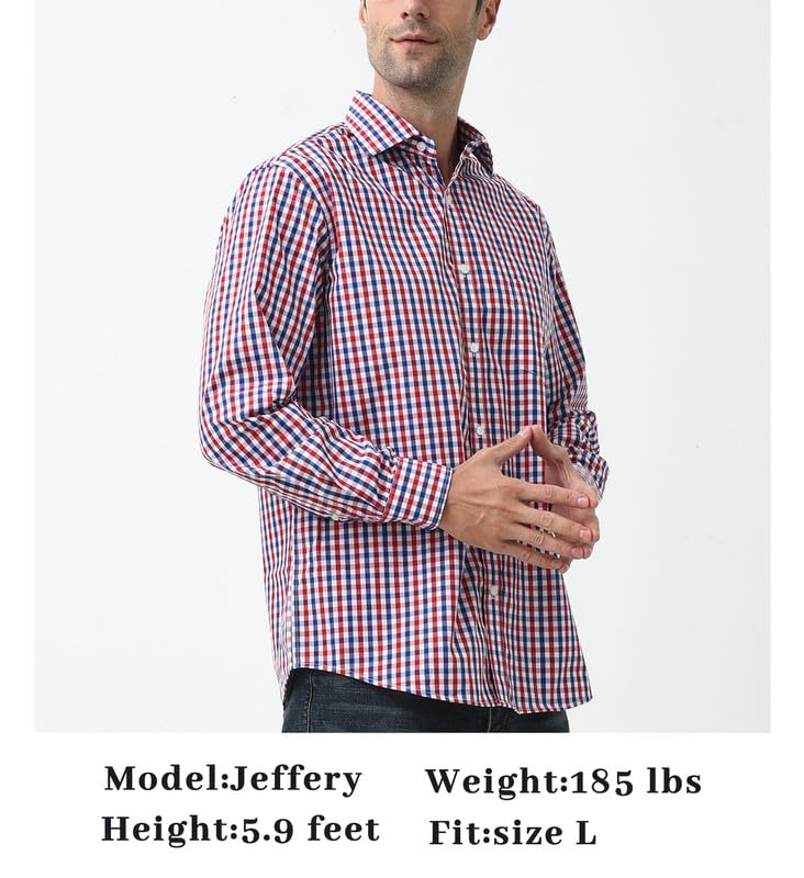 Double Pump Mens Button Down Shirts Cotton Long Sleeve Shirts Regular Fit (SL07A,L) - Image 5