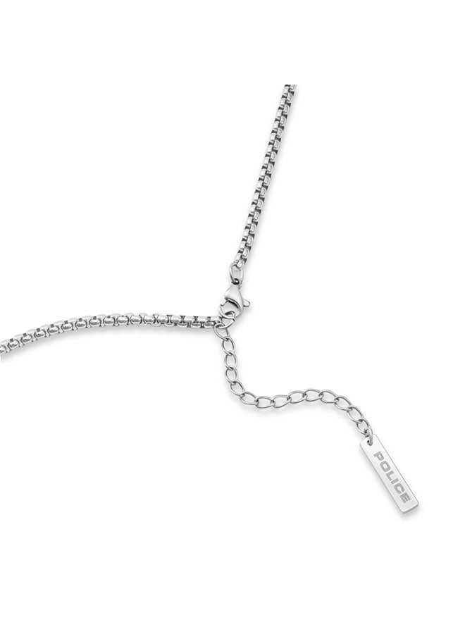 POLICE Baseline Silver & Black Crystal Tag Necklace for Men - Image 3
