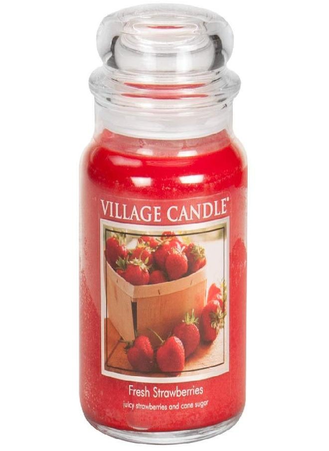 Village Candle - Village Candle Fresh Strawberries 26 oz Glass Jar Scented Candle, Large - Image 1