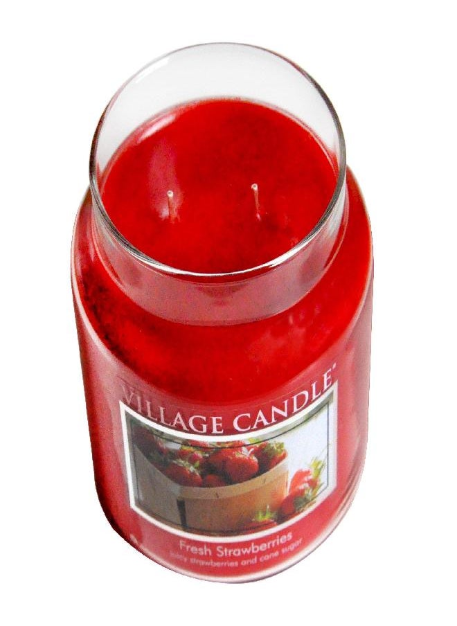 Village Candle - Village Candle Fresh Strawberries 26 oz Glass Jar Scented Candle, Large - Image 1