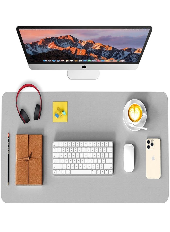 WAYBER Leather Desk Pad Protector, Waterproof Mouse Pad, PU Desk Mat, Office Desk Cover, Desk Writing Mat for Office/Home/Work/Cubicle (Light Gray) 23.7x13.8 in - Image 1