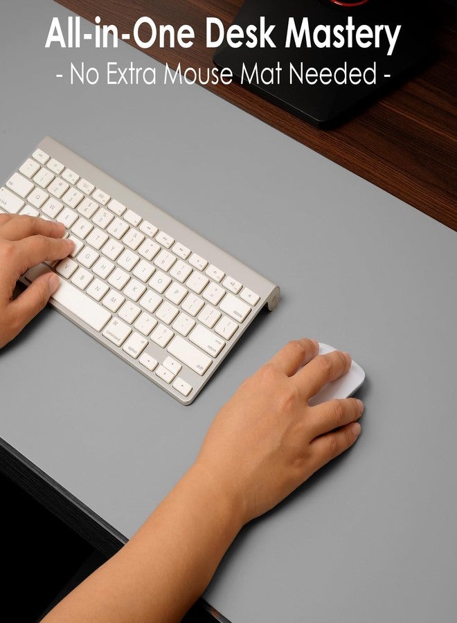 WAYBER Leather Desk Pad Protector, Waterproof Mouse Pad, PU Desk Mat, Office Desk Cover, Desk Writing Mat for Office/Home/Work/Cubicle (Light Gray) 23.7x13.8 in - Image 5