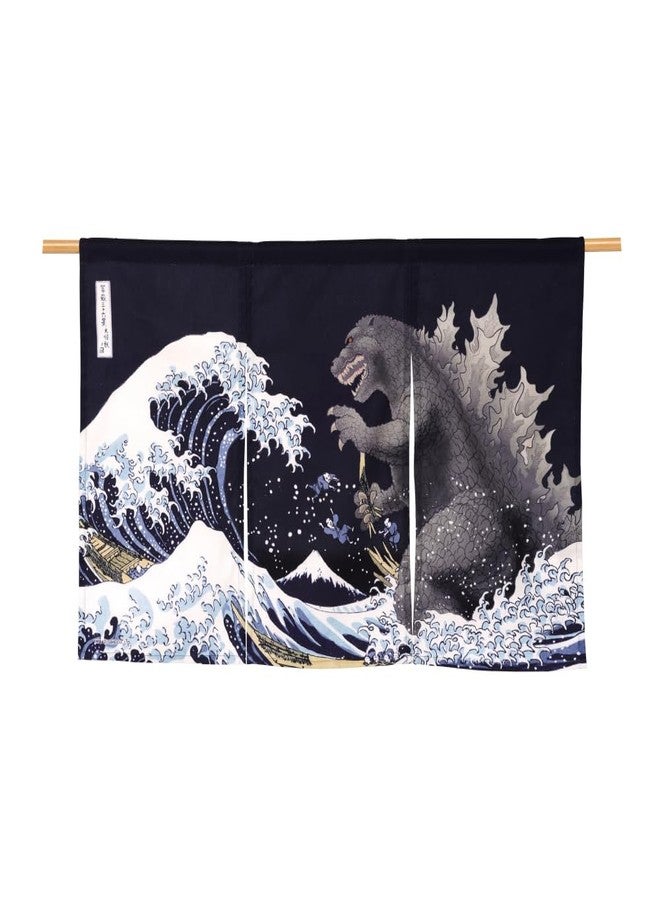 Godzilla Japanese NOREN（Japanese Noren Curtain Tapestry） Thirty-six Views of Mt. Fuji Hokusai Navy Blue