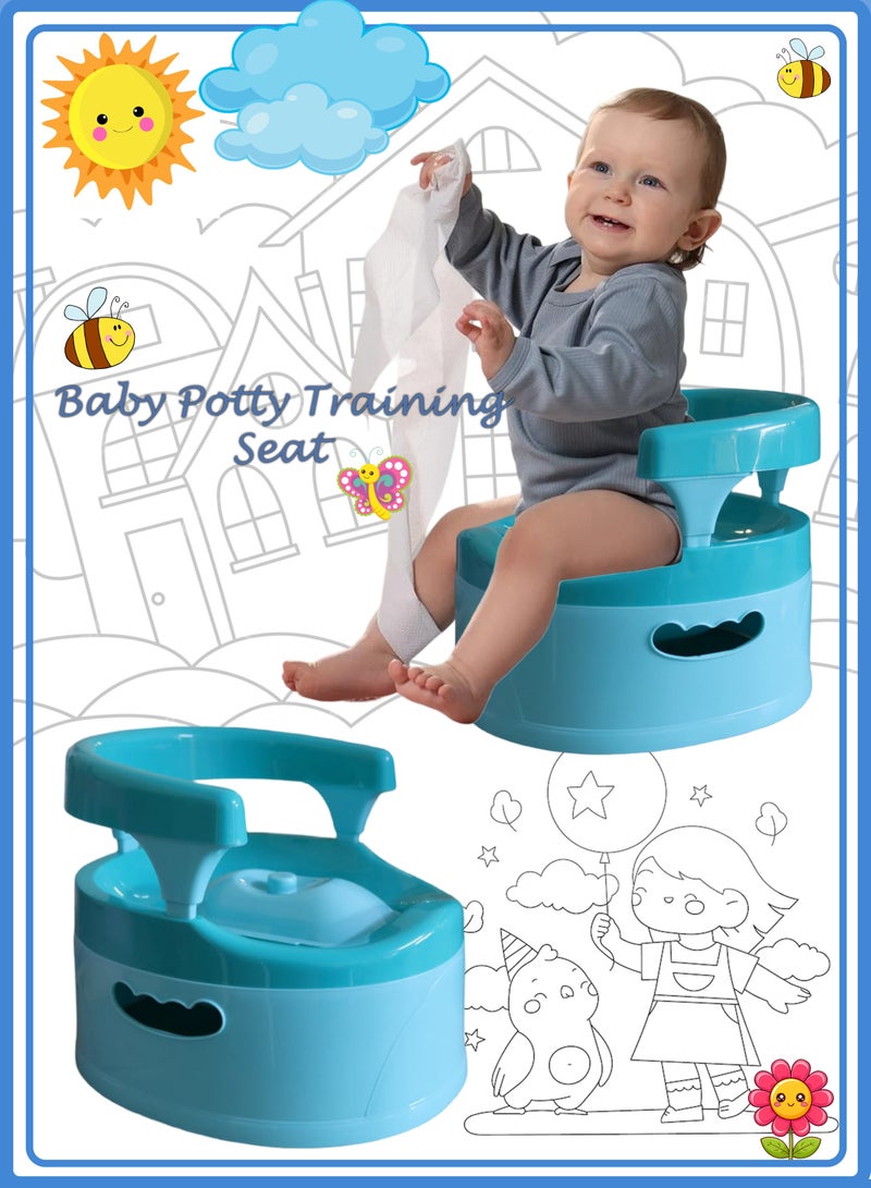Baby Potty Training Chair Seat with Lid and Backrest – Portable, Splash Proof, Easy to Clean, Detachable Bowl, Children, Toddler and Kids Toilet Training Seat (Blue) - Image 1