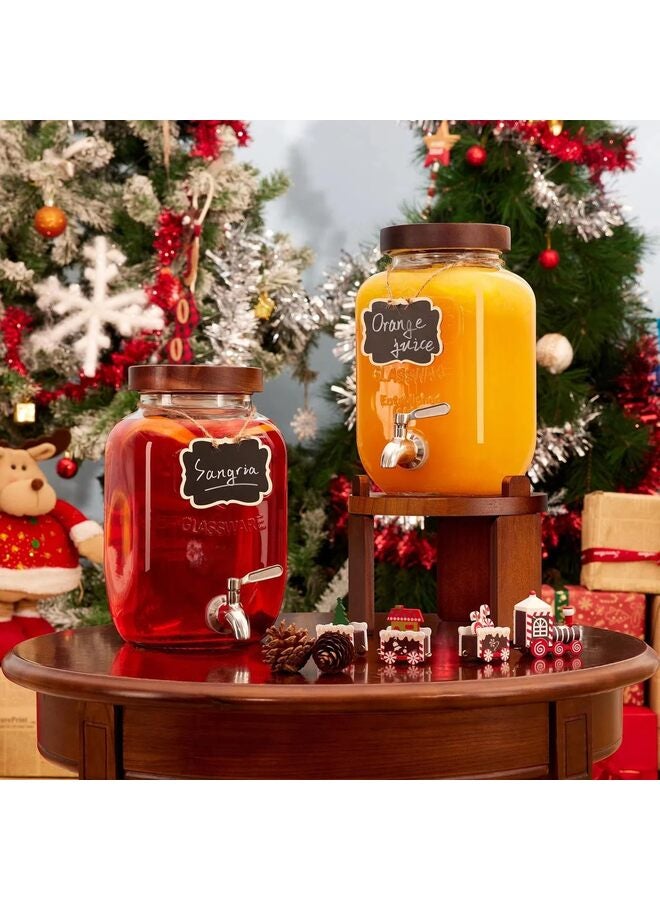 موزع مشروبات زجاجي مع حامل خشبي، موزع مشروبات سعة 4 لتر للثلاجة مع صنبور مانع للتسرب من الفولاذ المقاوم للصدأ وغطاء خشبي، موزع مشروبات لحفلات الحليب - Image 5