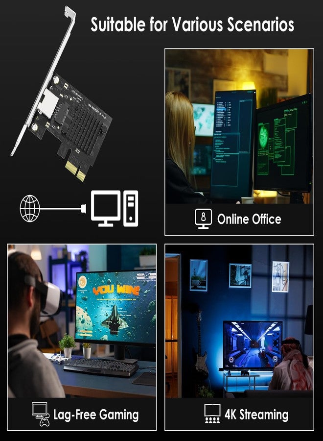 واف لينك بطاقة شبكة WAVLINK جيجابت إيثرنت PCIE، محول شبكة محلية RJ45 بسرعة 10/100/1000 ميجابت في الثانية لأجهزة الكمبيوتر المكتبية، يدعم نظامي التشغيل ويندوز 10/11 - Image 3