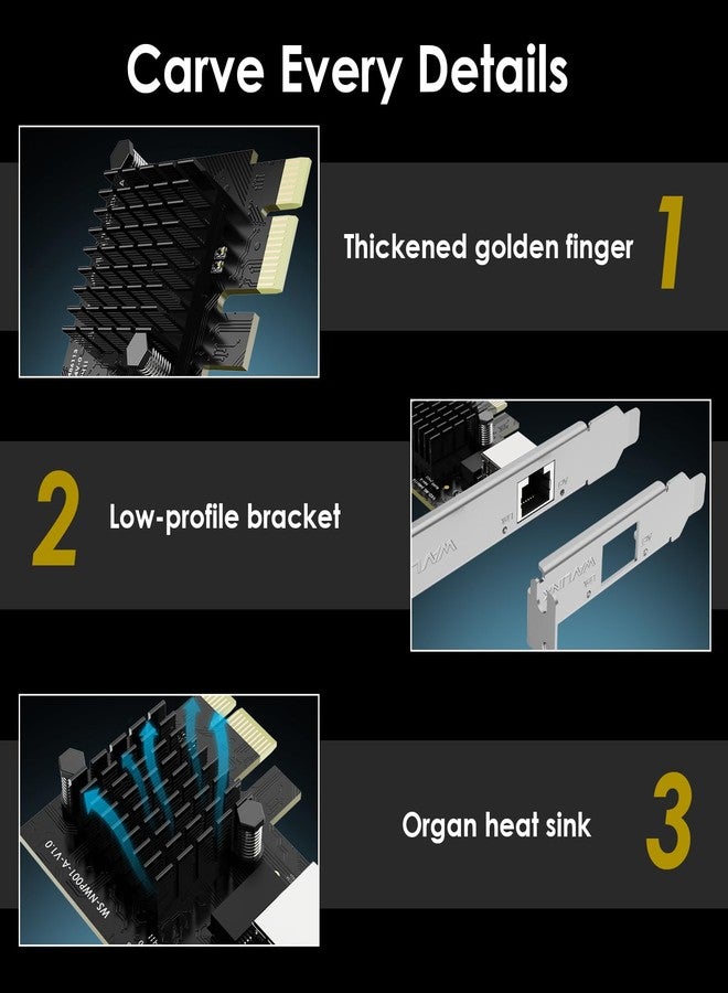 واف لينك بطاقة شبكة WAVLINK جيجابت إيثرنت PCIE، محول شبكة محلية RJ45 بسرعة 10/100/1000 ميجابت في الثانية لأجهزة الكمبيوتر المكتبية، يدعم نظامي التشغيل ويندوز 10/11 - Image 4