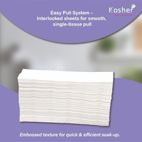 Kosher Multi Fold Paper Tissue/Restroom Towel - M fold Towel - 150 Sheets X Pack of 6 (Total 900 Sheets) | Strong and High Absorption Washroom Towel | Dispenser Friendly - Image 2