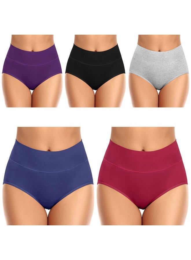 Ceseboo Womens Underwear, Plus Size High Waisted Cotton Underwear No Muffin Top Briefs Breathable Ladies Panties - Image 1