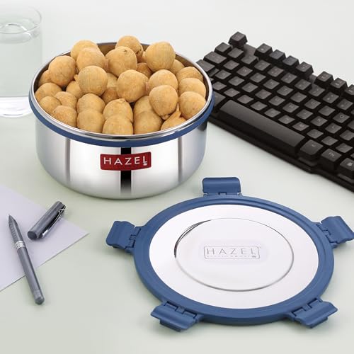 HAZEL Stainless Steel Kachori Ladoo Snack Storage Container, 1950 Ml, Airtight Dabba, Silver - Image 2
