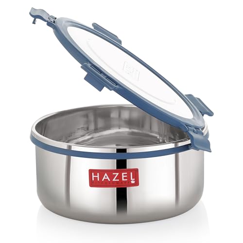 HAZEL Stainless Steel Kachori Ladoo Snack Storage Container, 1950 Ml, Airtight Dabba, Silver - Image 1