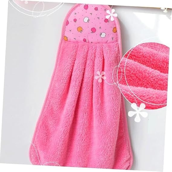 Wishbone Microfiber Hand Towel with Hanging Loop | Soft & Quick-Dry Sink Towel | Wash Basin Hanging Hand Towel for Bathroom, Kitchen & Home | Absorbent & Durable | Pink Color (1) - Image 3