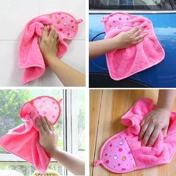 Wishbone Microfiber Hand Towel with Hanging Loop | Soft & Quick-Dry Sink Towel | Wash Basin Hanging Hand Towel for Bathroom, Kitchen & Home | Absorbent & Durable | Pink Color (1) - Image 5