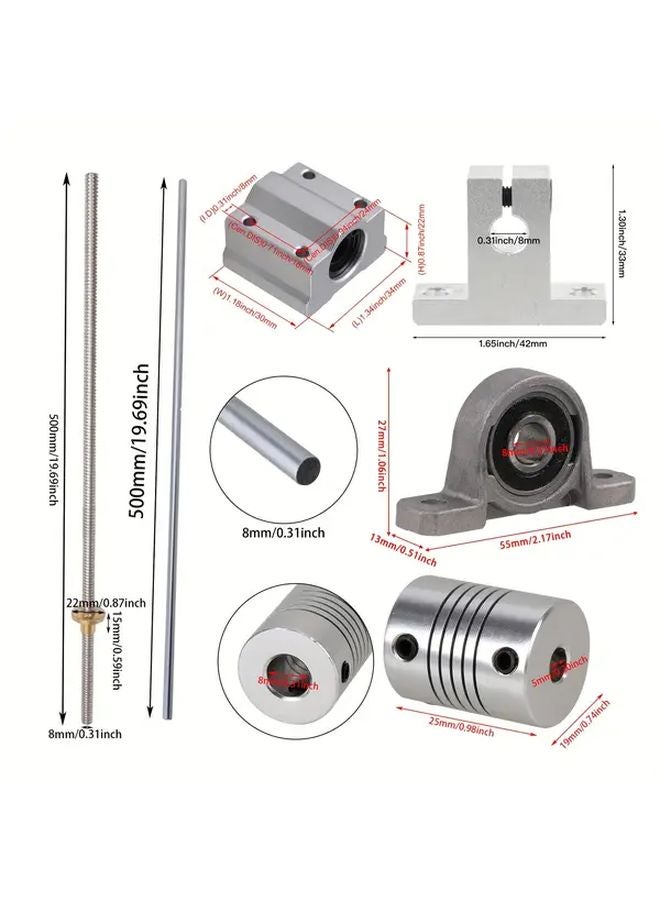 Gray 8mm Horizontal T8 Dual Rail Screw Set 500mm - Image 3