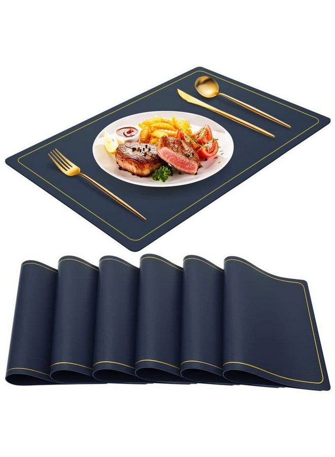 Palshiv Leather Placemats Set of 6, Waterproof Wipeable Washable Indoor Placemats for Dining Table Home Kitchen Dinner, Elegant Rectangle Placemats, Easy Clean Table Mats Size 45x30 cm - Image 2