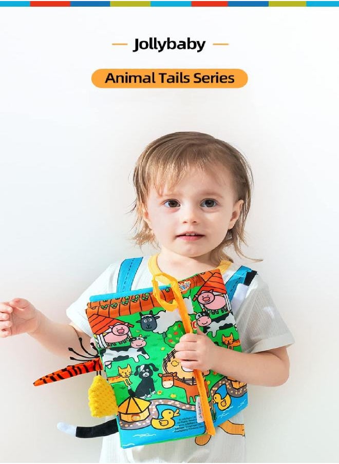 Jollybaby Jollybaby Baby Cloth Books, Touch & Feel Crinkle Soft Books, for Infants Babies, Toddler Early Educational Interactive Stroller Toys, Baby Girl & Boy Gift(Plush Tails)  - Image 1