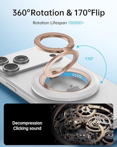 SYNCWIRE for MagSafe Ring Phone Holder 360 Rotation Magnetic Cell Phone Grip DualSided Magnets Phone Ring Kickstand Compatible with iPhone 17 16 15 14 13 12 Pro Max MagSafe Android Samsung etc - Image 3