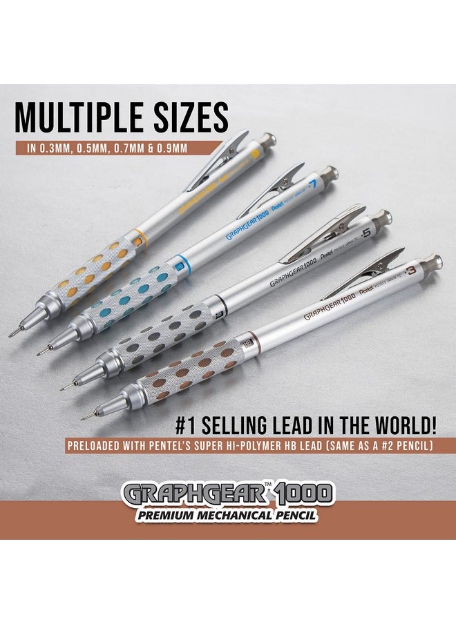 Pentel Graphgear 1000 Mechanical Pencil (0.5Mm) Black Barrel 1 Each (Pg1015A) Metallic Grey  - Image 3