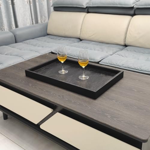 QAVOL 25 x 15 inches High-End Light Luxury Leather Rectangle Oversized Service Tray for Ottoman Tray, Coffee, Food, Family Dinner, Picnic, Party Essentials (Black, 25 x 15 inch) - Image 4