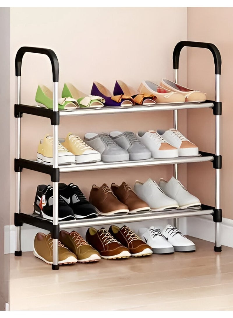فيندكس رف أحذية منظم ومخزن، خزانة أحذية من 3 طبقات، ألومنيوم، معدن، رف أحذية صغير متعدد الطبقات، رف تخزين منزلي متعدد الوظائف - Image 1