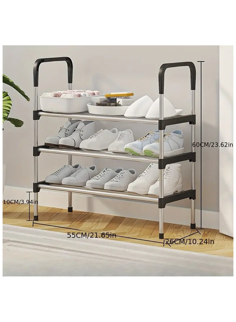 فيندكس رف أحذية منظم ومخزن، خزانة أحذية من 3 طبقات، ألومنيوم، معدن، رف أحذية صغير متعدد الطبقات، رف تخزين منزلي متعدد الوظائف - Image 4