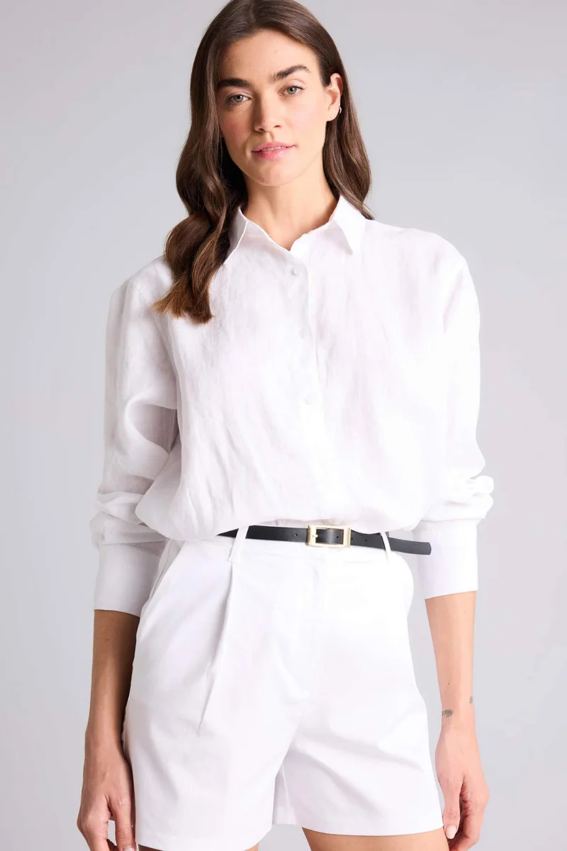 ديفاكتو Oversize Fit Shirt Collar linen Long Sleeve Shirt