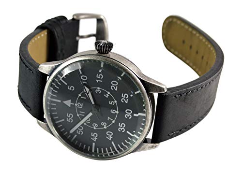 Mil-Tec Vintage Aviator Watch Black Dial Quartz Mens Flieger Pilot World War 2 Wristwatch - Image 3