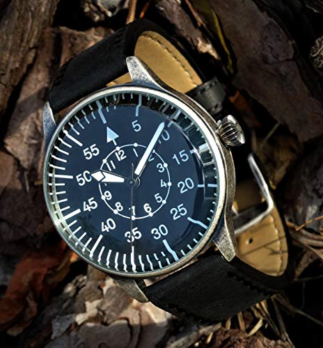 Mil-Tec Vintage Aviator Watch Black Dial Quartz Mens Flieger Pilot World War 2 Wristwatch - Image 4