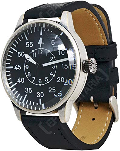 Mil-Tec Vintage Aviator Watch Black Dial Quartz Mens Flieger Pilot World War 2 Wristwatch - Image 1