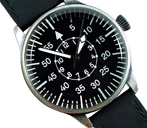Mil-Tec Vintage Aviator Watch Black Dial Quartz Mens Flieger Pilot World War 2 Wristwatch - Image 2