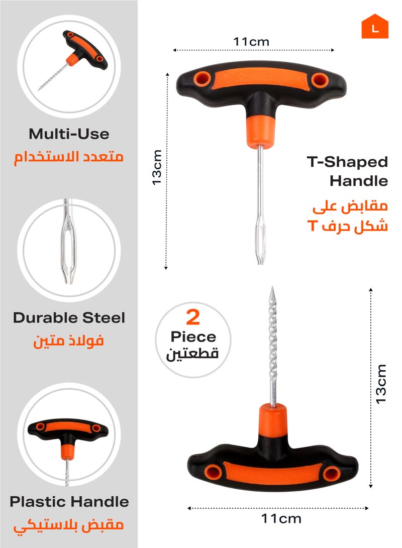 LAWAZIM Plastic Handle Tire Plug Repair Tools - 2 Piece - T-Handle Tire Repair Kit with Spiral Reamer and Split Eye Insertion Tool - for Tubeless Tire Puncture Repair on Cars, Bikes, and Motorcycles - Image 2