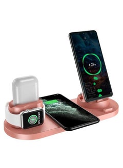 Generic Pink Wireless Charging Stand for Apple Watch, iPhone 13/12/11/11 Pro/11 Pro Max/X/XS/XR, Samsung S20/S10, and Other Qi-Compatible Phones: Docking Station  - Image 1
