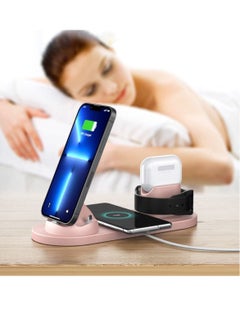 Generic Pink Wireless Charging Stand for Apple Watch, iPhone 13/12/11/11 Pro/11 Pro Max/X/XS/XR, Samsung S20/S10, and Other Qi-Compatible Phones: Docking Station  - Image 4
