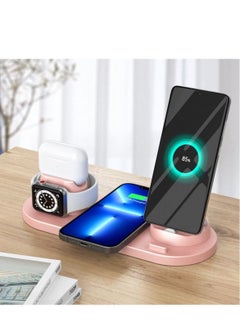 Generic Pink Wireless Charging Stand for Apple Watch, iPhone 13/12/11/11 Pro/11 Pro Max/X/XS/XR, Samsung S20/S10, and Other Qi-Compatible Phones: Docking Station  - Image 5