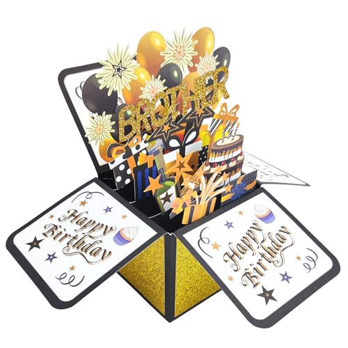 Asmallgf Funny Birthday Popup Card for Brother, Cool Bro Birthday Gifts from Sister, Happy Brother Bday Decorations - Image 1