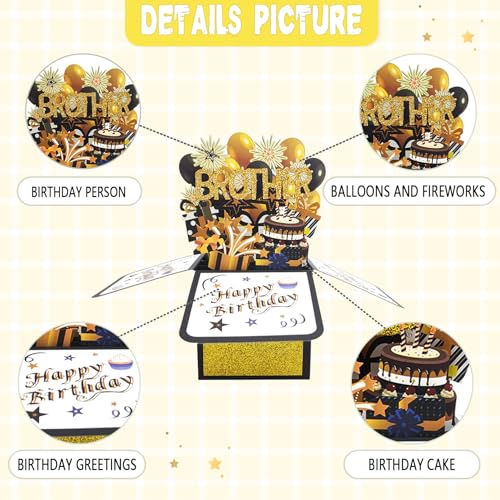 Asmallgf Funny Birthday Popup Card for Brother, Cool Bro Birthday Gifts from Sister, Happy Brother Bday Decorations - Image 3