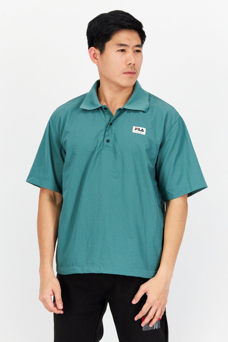 FILA Men Sportswear Fit Brand Logo Training Polo Shirt, Sage Green - Image 1