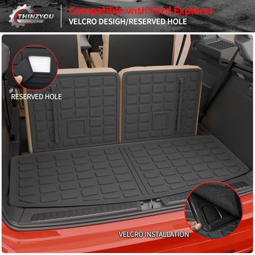 Thinzyou Cargo Mat Compatible with 2020-2025 Ford Explorer Trunk Mat Cargo Liner Seat Back Cover Protector TPE All Weather Trunk Liners 2024 Explorer Accessories (Trunk Mat + Backrest Mats) - Image 5
