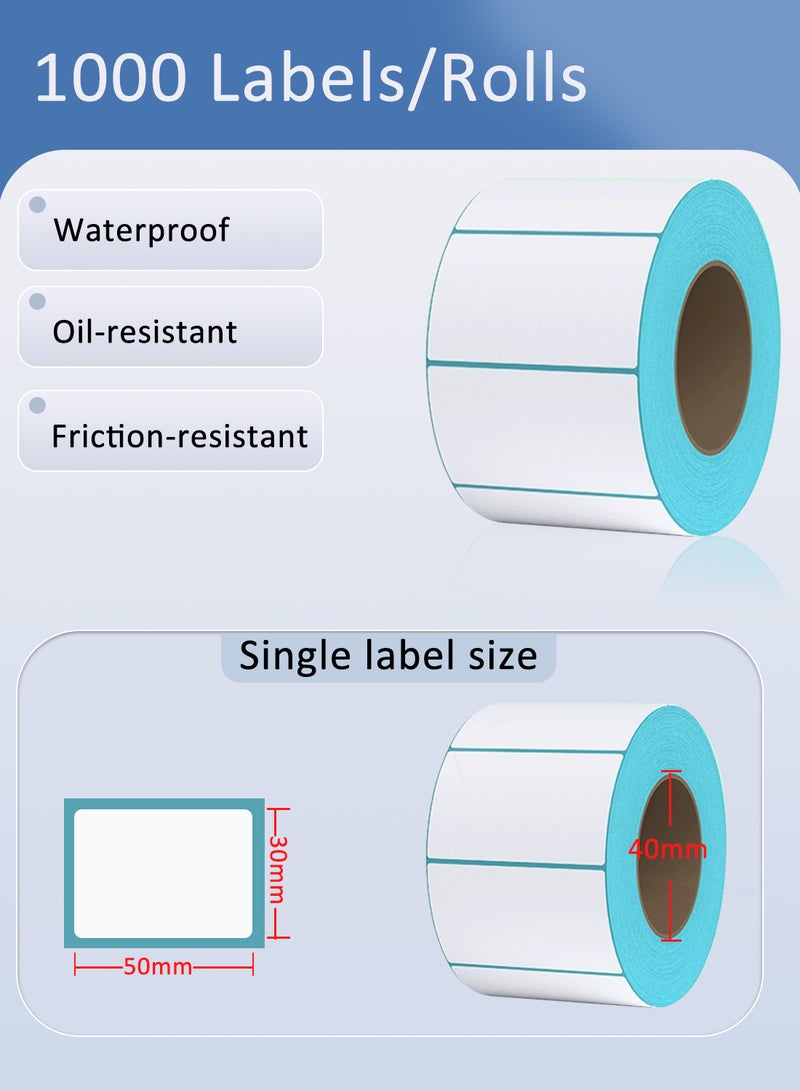 Generic Thermal Label, Self-Adhesive Multipurpose Stickers Roll Easy to Tear for Barcode, Mailing 50mm*30mm 1000Pcs/Roll  - Image 2