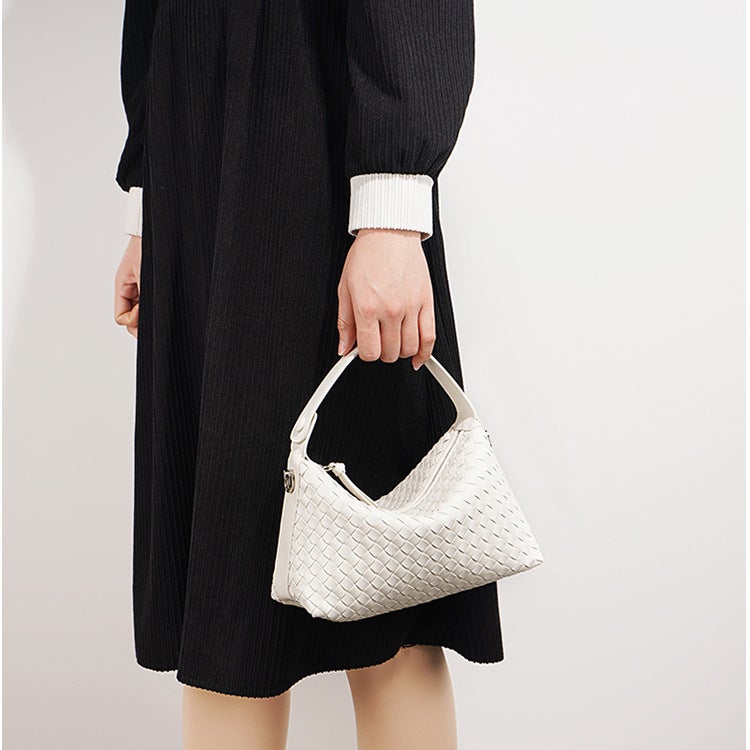 Niche Genuine Leather Woven Crossbody Bag – Women's Dumpling Style Handbag - Image 4