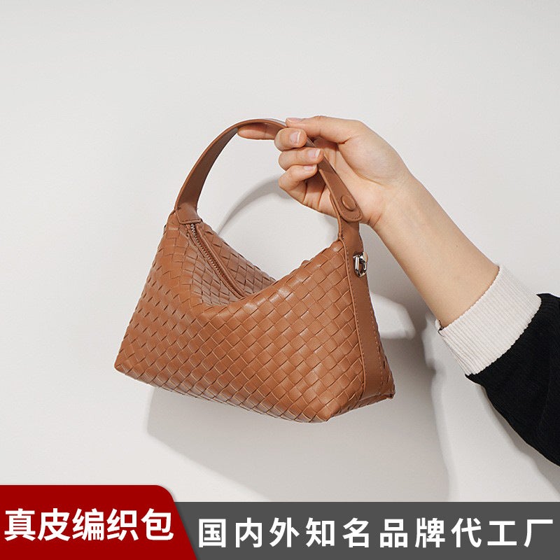 Niche Genuine Leather Woven Crossbody Bag – Women's Dumpling Style Handbag - Image 2