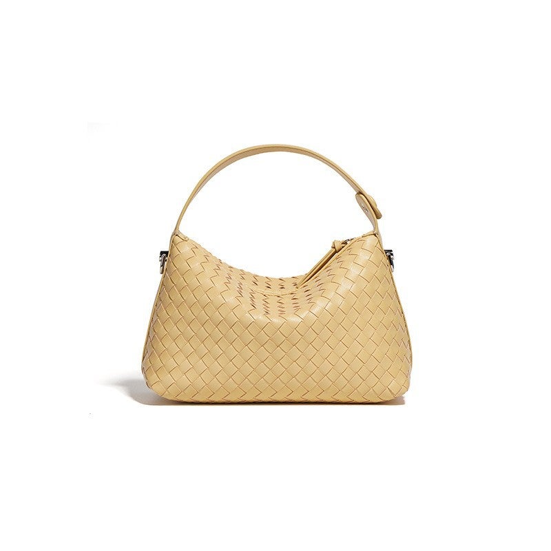 Niche Genuine Leather Woven Crossbody Bag – Women's Dumpling Style Handbag - Image 1