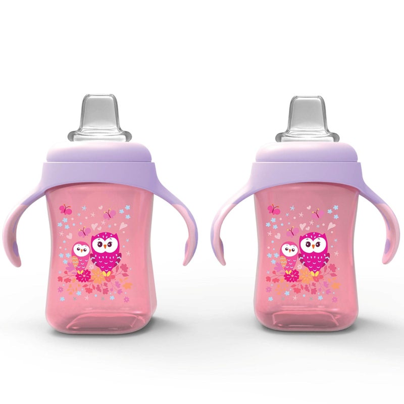 Avima Baby 10 oz Spill Proof Baby Sippy Cup wInterchangeable Soft Spout Nipple  Trainer Sippy Cup with Handles  BPA Free  Dishwasher Safe Kids Cups  Set of 2 Pink